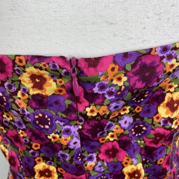 Princess Highway Size 8 Pencil Dress Bright Purple pink Floral - Picture 7 of 10
